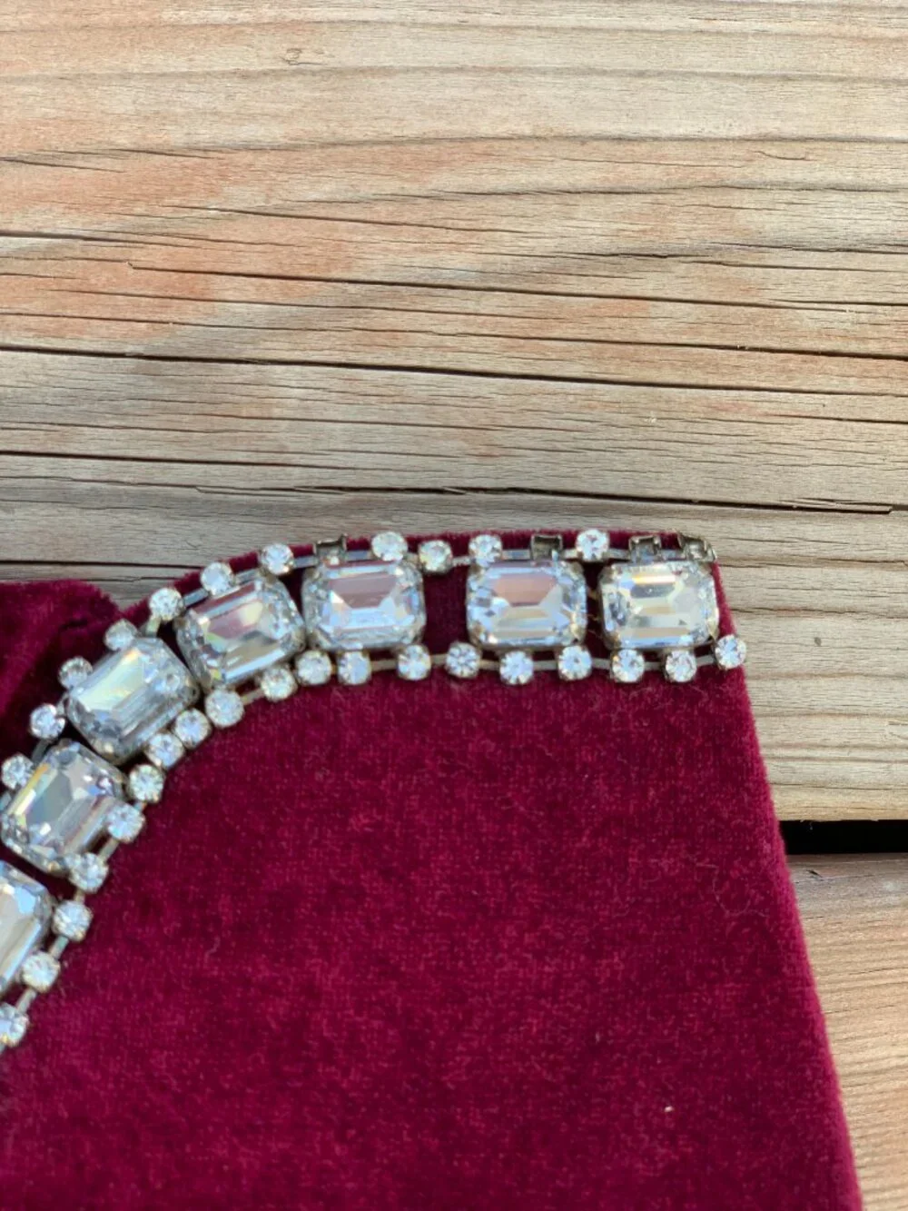 Vtg Burgundy Velvet Rhinestone Clutch Shoulder Bag Handbag Gala Evening Purse